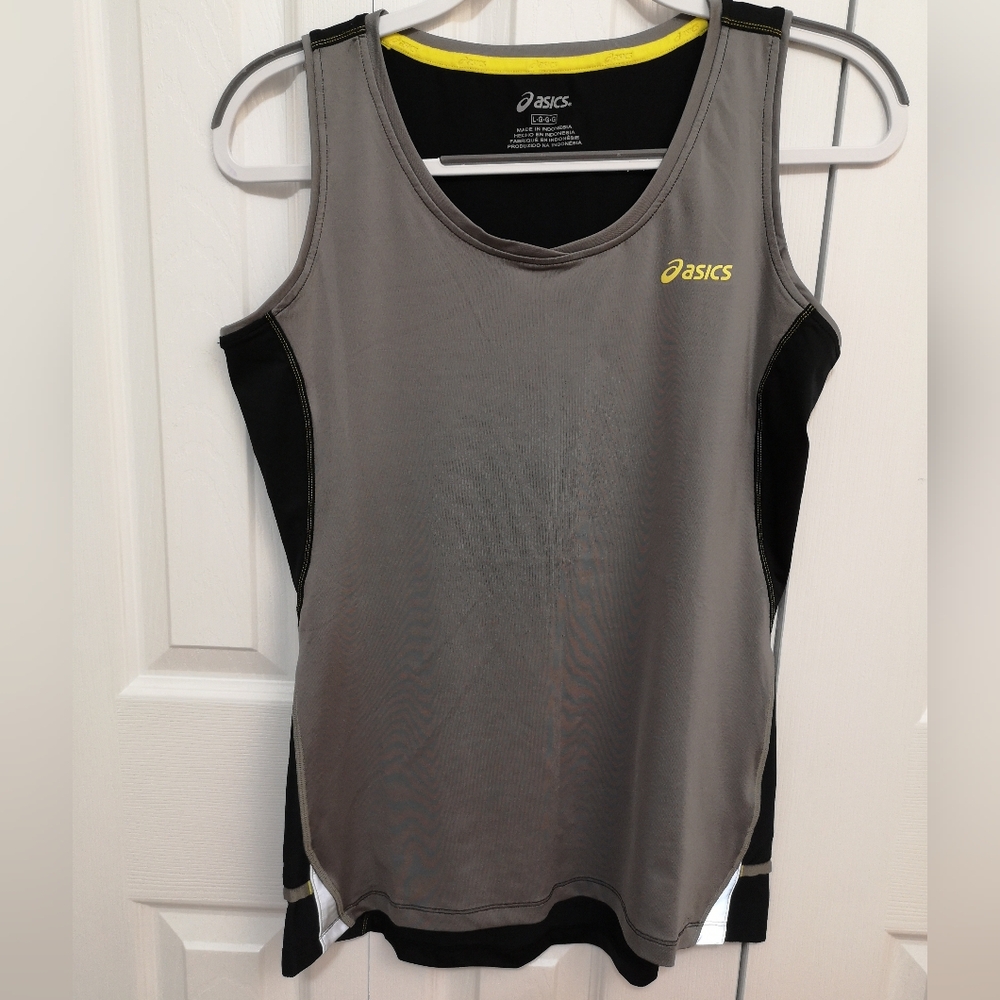 ASICS Men's Gray and Black Tank Top Size L